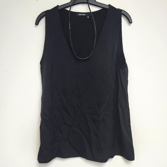 Marc Aurel Women's Black Sleeveless Top W/Attached Necklace Size 36 - Picture 1 of 8